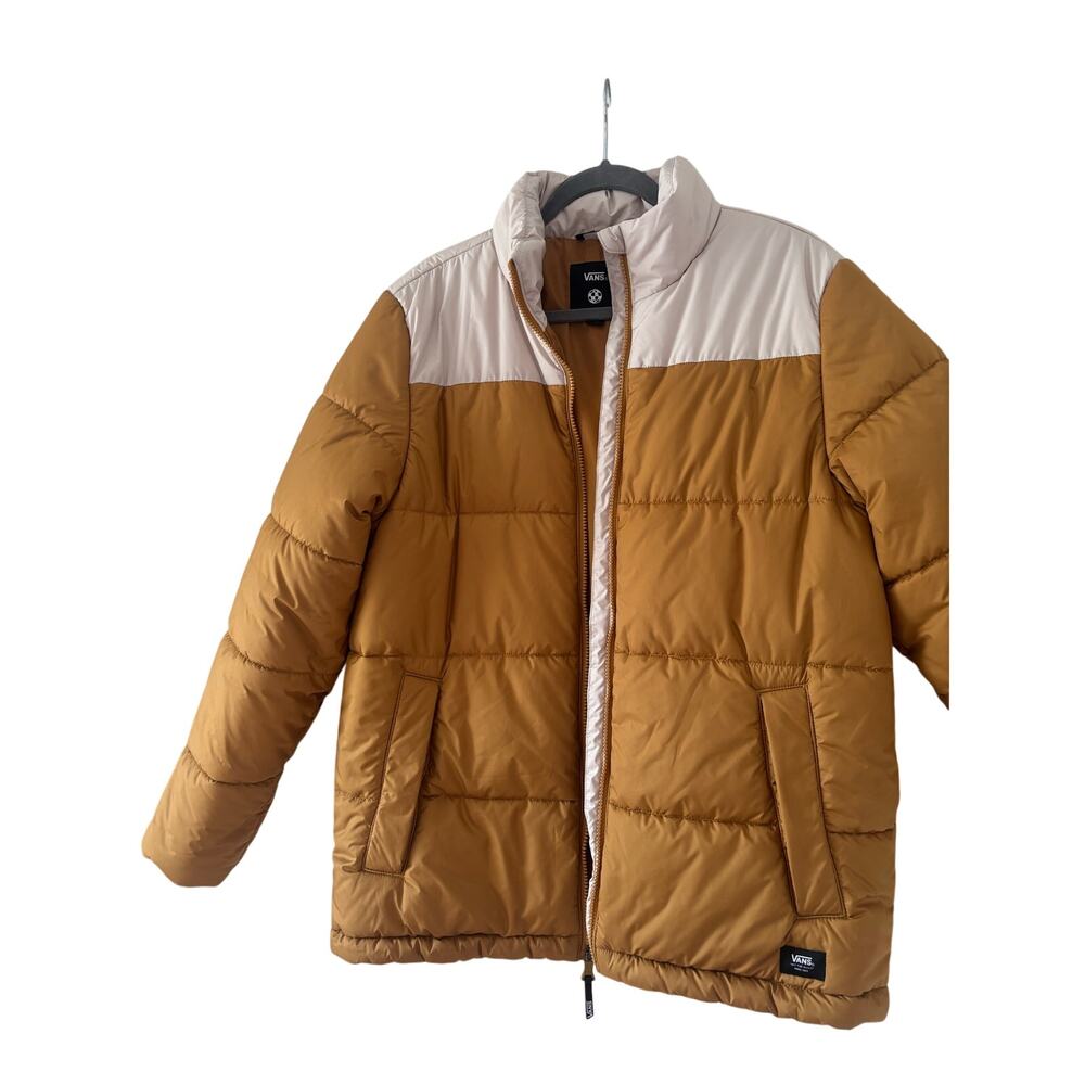 Vans Medium Two-Tone Puffer Jacket Yellow and Beige - Picture 3 of 8